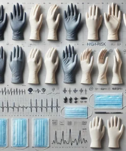 Long Cuff Nitrile Gloves, Medium, Box of 50