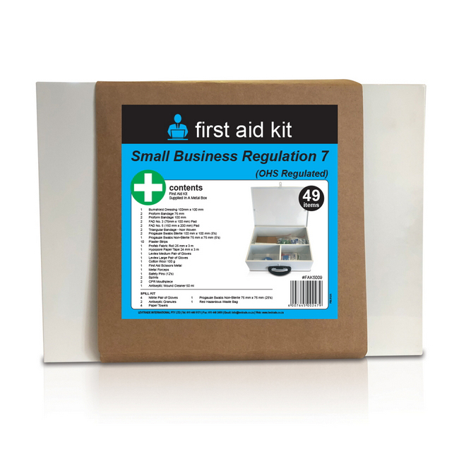 First Aid Kit - Office Regulation 7 - Metal Box and Contents - 46 x 14 x 31 cm - FAK5009