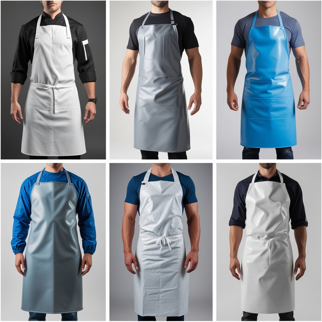white plastic aprons