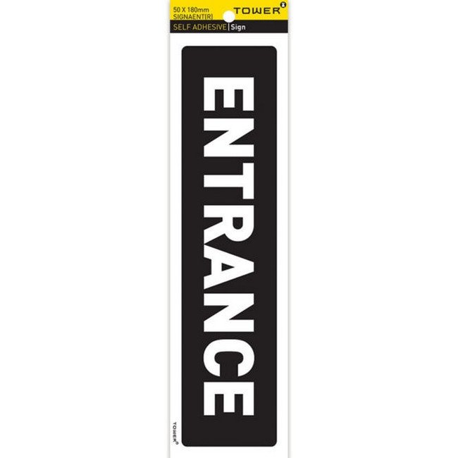 Information Sign - Entrance - White-Black - 185 x 50mm - SIGNAENT(R)