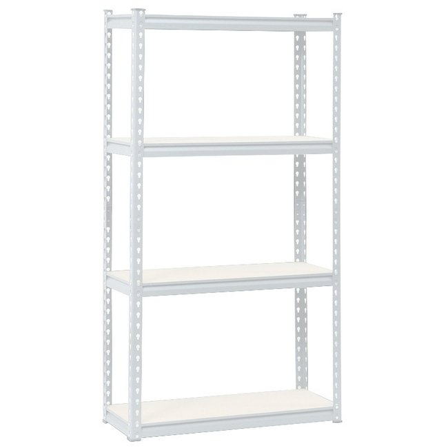 Steel Shelving - 4 Tier - Medium Duty - Boltless - Metal Frame - MDF Shelves - White - ADIY3901