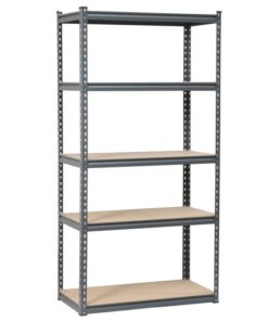 Steel Shelving - 5 Tier - Heavy Duty - Boltless - Metal Frame and MDF Shelves - Grey - ADIY3904