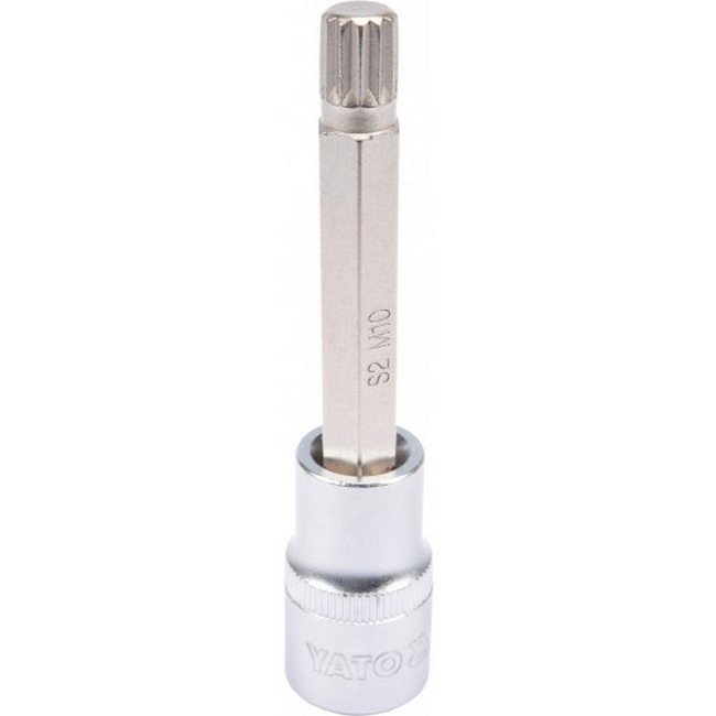 Spline Bit Socket - Chrome Vanadium - 1/2" Connector - Long - M10 x 100mm - YT-04353