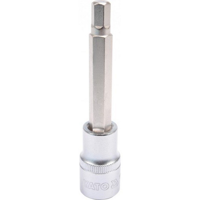 Hex Bit Socket - Chrome Vanadium - 1/2" Connector - Long - HEX 8 x 100mm - YT-04394