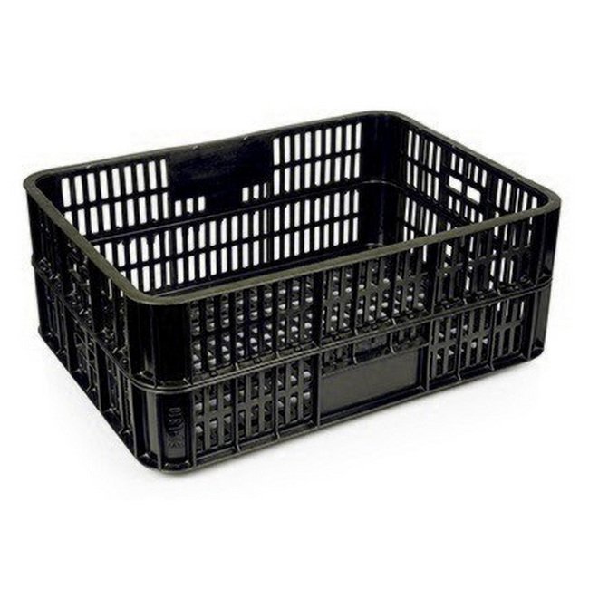 Live Chicken Crate - Open Top - Vented - Plastic Crate - 74 x 53 x 31 cm - Recycled Material - Black - PI-LB10-OT-black