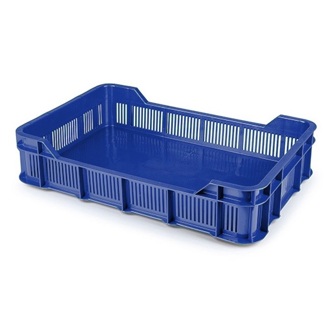 Berry Crate - Plastic Catering Box - Solid Base and Vented Sides - 53 x 35.5 x 11.5 cm - Virgin Material - HACCP - PI-430-SolidB-virgin