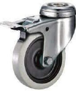 Castor Wheels - Thermoplastic Rubber - Bolt Hole Swivel - Brake - 75mm - TOOC517