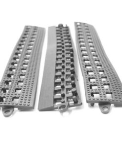Floor Tile Male Edge - Flexi-Deck Interlinking Anti-Slip Drainage PVC Mat - 30 x 5 x 1.3 cm - Grey - Pack of 3 - FD060002M3