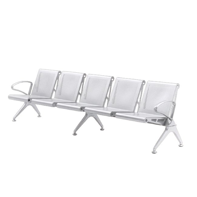 Airport Bench - Indoor Waiting Room Seat - Mild Steel - Heavy Duty - Five Seater - Flat Pack - 302 x 67 x 82 cm - PD05