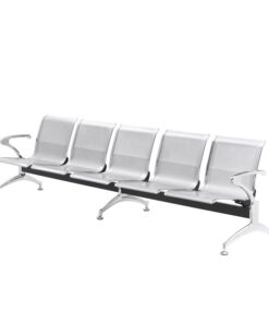 Airport Bench - Indoor Waiting Room Seat - Chrome - Five Seater - Flat Pack - 302 x 67 x 82 cm - PC05