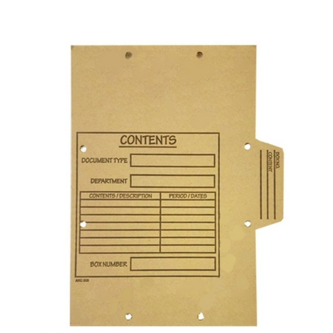 Document Dividers for Archive Storage Box - Backing Board Side - A4 - Pack of 100 - ARC005