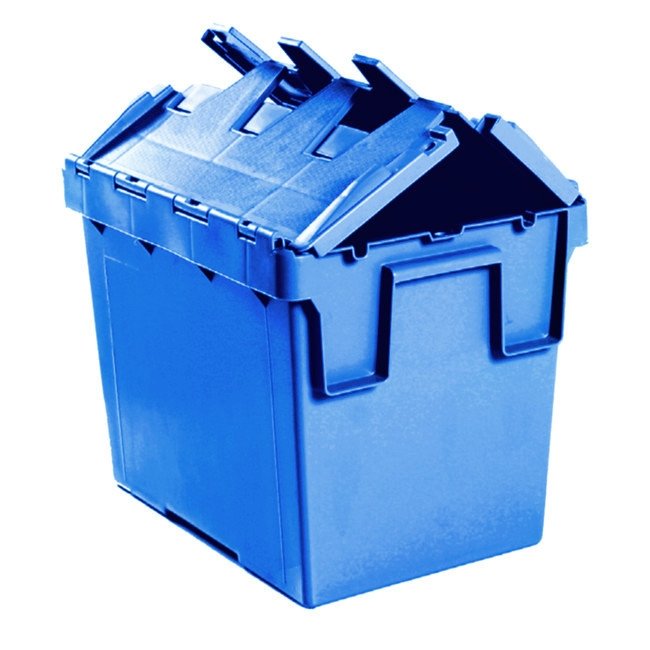 Plastic Crate - Hinged Lid - SABS Approved - 26L - Blue - Pack of 180 - AT43315-blue