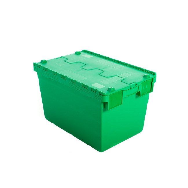 Crate - Security Container - Plastic ALC - Attached Hinged Lid - 18L - 40 x 30 x 24cm - Green - ALC-240-Green- MOQ 500