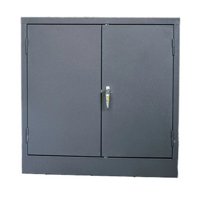 Steel Cupboard - Metal Stationery - 2 Shelves - Hammertone Grey - Knock Down (Requires Assembly) - 90 x 90 x 45 cm - SC004KD-grey