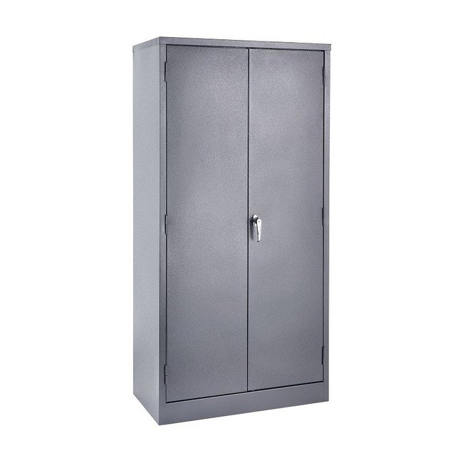 Steel Cupboard - Metal Stationery - 4 Shelves - Hammertone Grey - Knock Down (Requires Assembly) - 180 x 90 x 45 cm - SC002KD-grey