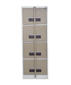 Steel Office Filing Cabinet - 4 Drawer File - Security Bar - Knock Down (Requires Assembly) - 130 x 47 x 63 cm - 4FC01KD-ivorykaroo