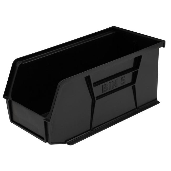 Stack & Hang Parts Storage Bin - Small Plastic Container - Size 5 - 28 x 14 x 13 cm - Black - BIN-5-BLACK