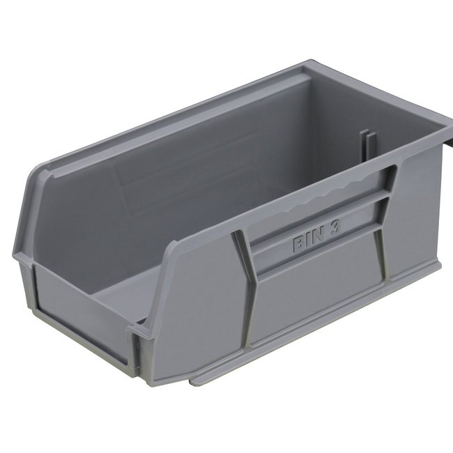 Stack & Hang Parts Storage Bin - Small Plastic Container - Size 3 - 19 x 10.5 x 7.5 cm - Grey - BIN-3-GREY