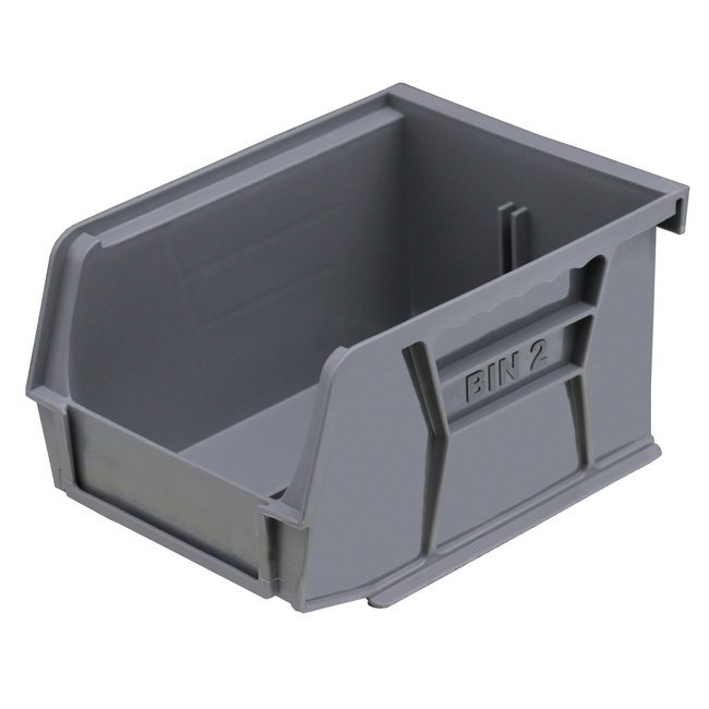 Stack & Hang Parts Storage Bin - Small Plastic Container - Size 2 - 13.5 x 10.5 x 7.5 cm - Grey - BIN-2-GREY