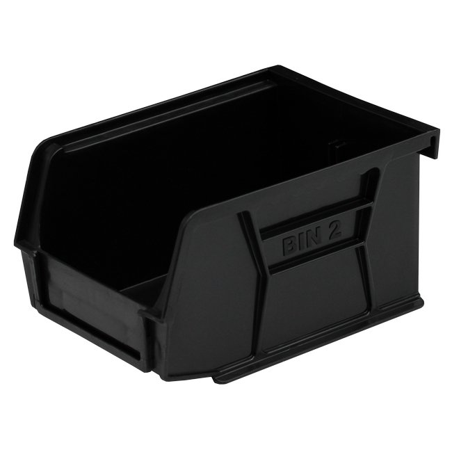 Stack & Hang Parts Storage Bin - Small Plastic Container - Size 2 - 13.5 x 10.5 x 7.5 cm - Black - BIN-2-BLACK