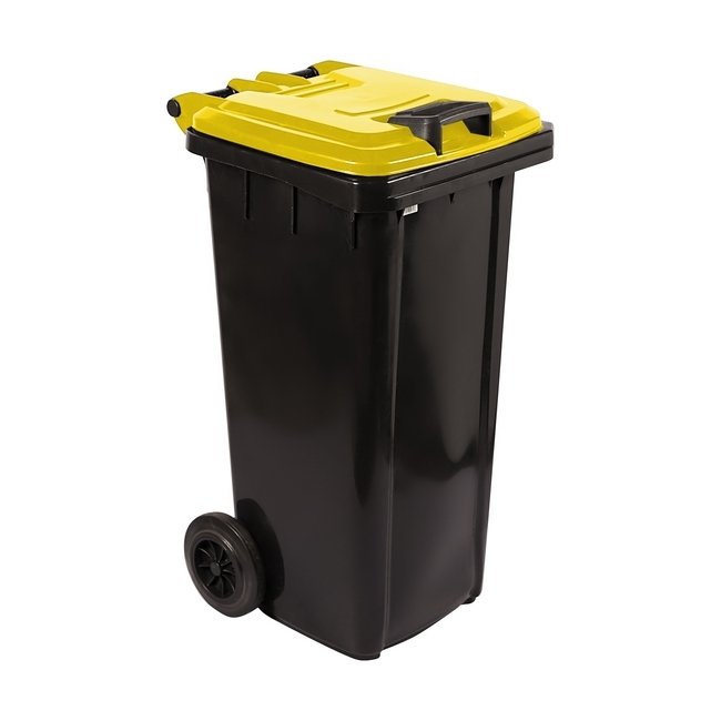 240L Recycling Wheelie Bin - Black with Coloured Lid - Pack of 5