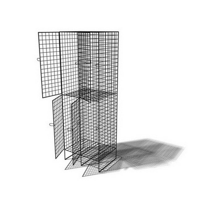 Wire Metal Locker - Powder Coated Steel Mesh - Double - 4 Doors - 2 Tier x 2
