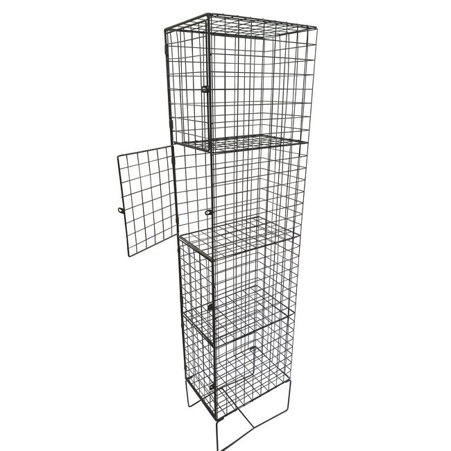 Wire Metal Locker - Powder Coated Steel Mesh - Single - 4 Doors - 4 Tier