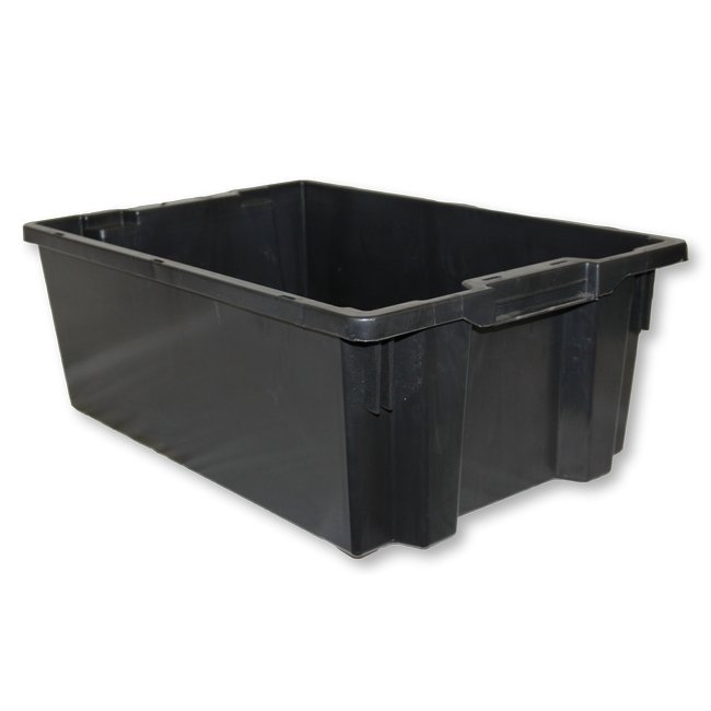 Tote Box - Plastic Crate - Stack and Nest Container - 48L - 60 x 40 x 21 cm - Black