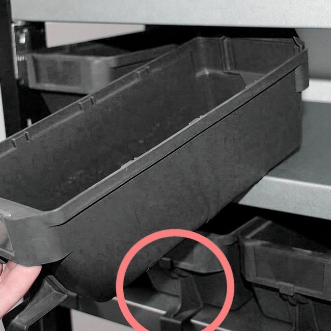 Front Stopper for Shelf Bin - Loose Parts Warehouse Storage Container - Plastic - Black