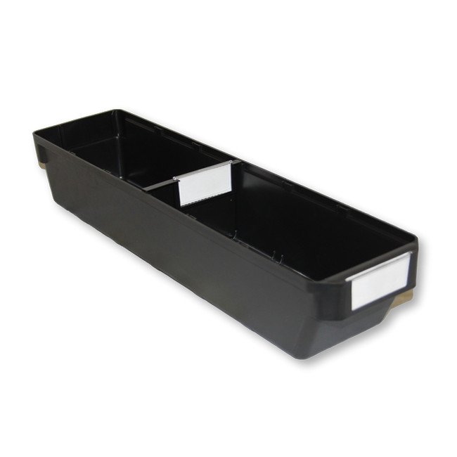 Shelf Bin - Loose Parts Warehouse Storage Container - Plastic - Bins, Dividers and Labels - Small - 500mm - Black - Pack of 40