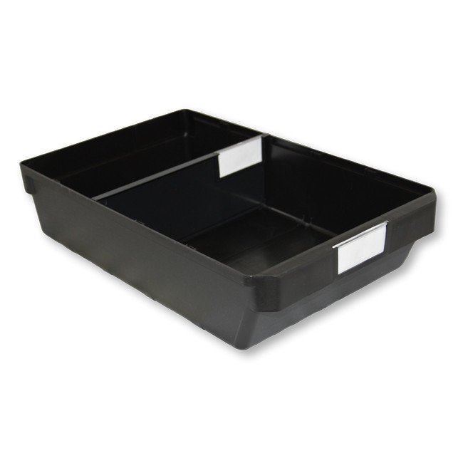 Shelf Bin - Loose Parts Warehouse Storage Container - Plastic - Bins, Dividers and Labels - Large - 400mm - Black - Pack of 20