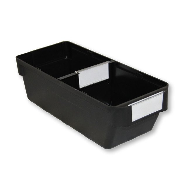 Shelf Bin - Loose Parts Warehouse Storage Container - Plastic - Bins, Dividers and Labels - Small - 300mm - Black - Pack of 40