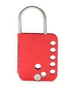 Lockout Hasp - Stainless Steel - Butterfly - Red - 7 Hole - 7 x 5.8 x 0.5 cm