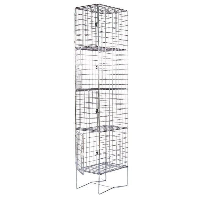 Wire Mesh Locker - Electro Plated - 4 Doors - 180 x 30 x 45cm