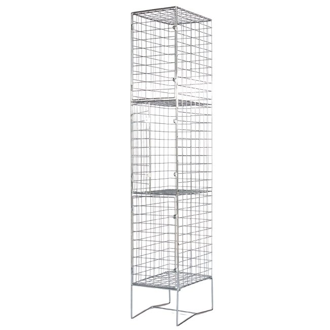 Wire Mesh Locker - Electro Plated - 3 Doors - 180 x 30 x 45cm