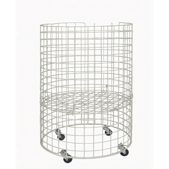 Steel Mesh Round Dump Bin - Adjustable Shelf and Castors - 86 X 58cm