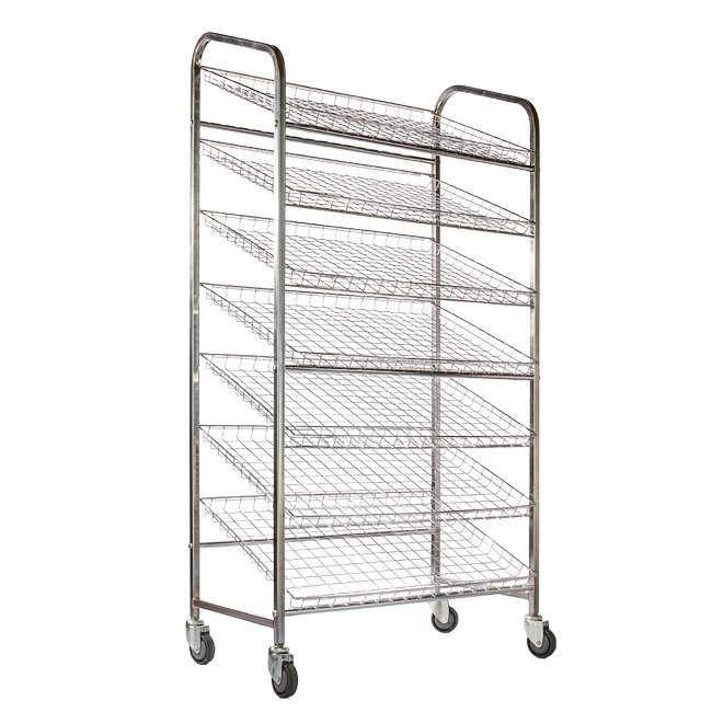 Wire Mesh Bread Trolley - Mobile - 7 Tier - Electroplated - 193 x 110 x 58cm