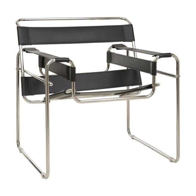 Visitors Arm Chair - Wassily Breuer - Stainless Steel and Black
