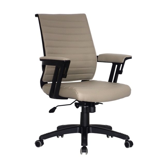 Medium Back Office Chair - Wall Street - PU Leather - Swivel and Tilt - Gas Height - Light Grey
