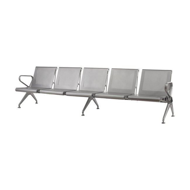 Airport Bench - Public Seating - New Chrome Deluxe - Indoor Use - Flat Packed - Five Seater - 289 x 68 x 78 cm