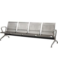 Airport Bench - Public Seating - Stainless Steel - Indoor and Outdoor Use - Flat Packed - Four Seater - 238 x 67 x 79 cm