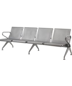 Airport Bench - Public Seating - New Chrome Deluxe - Indoor Use - Flat Packed - Four Seater - 232 x 68 x 78 cm