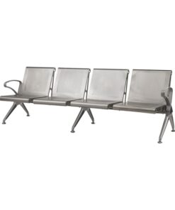 Airport Bench - Public Seating - Aluminium - Indoor and Outdoor Use - Flat Packed - Four Seater - 232 x 67 x 78 cm