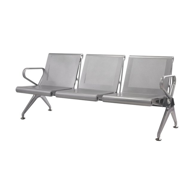 Airport Bench - Public Seating - New Chrome Deluxe - Indoor Use - Flat Packed - Three Seater - 175 x 68 x 78 cm