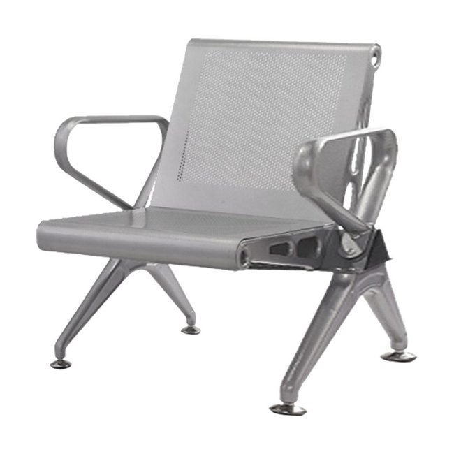 Airport Bench - Public Seating - New Chrome Deluxe - Indoor Use - Flat Packed - One Seater - 61 x 68 x 78 cm