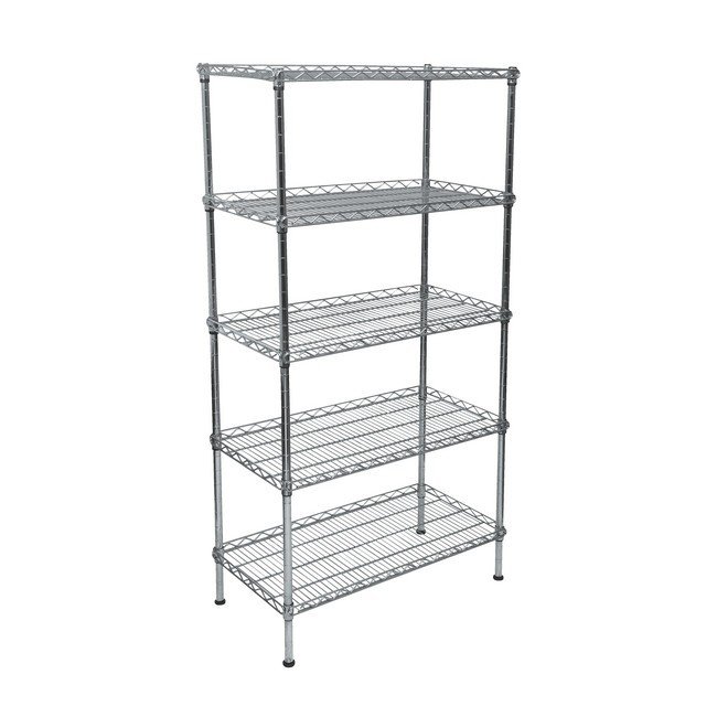 Wire Steel Shelving - Galvanised - 5 Shelves - 180 x 90 x 45 cm