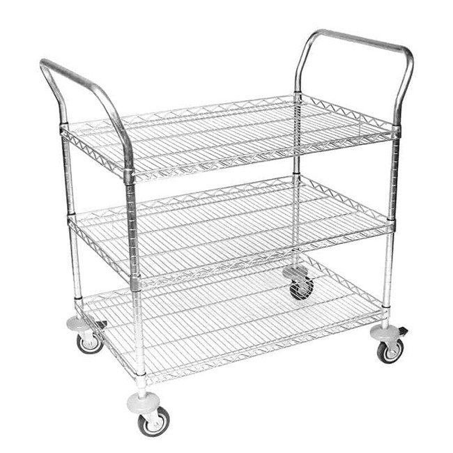 Wire Utility Trolley - 3 Shelves - Includes Handles - 106 x 90 x 45 cm