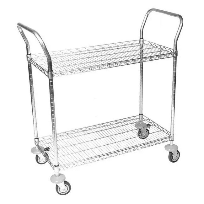 Wire Utility Trolley - 2 Shelves - Includes Handles - 106 x 90 x 45 cm