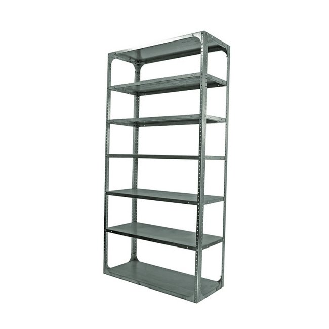 Bolted Shelving Steel Bay 7 Shelves - Uni-Angle - Seven Shelf Kit - Galvanised - 365.8 x 91.4 x 38.1 cm