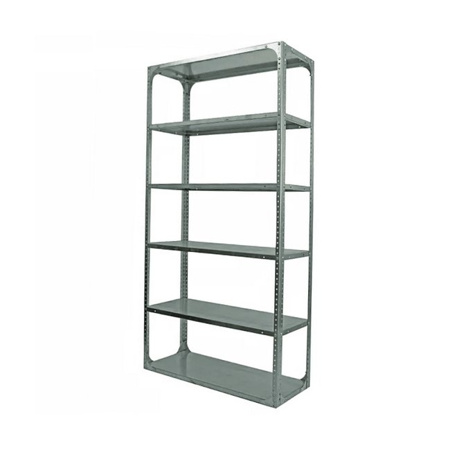 Bolted Shelving Steel Bay 6 Shelves - Uni-Angle - Six Shelf Kit - Galvanised - 365.8 x 91.4 x 30.5 cm